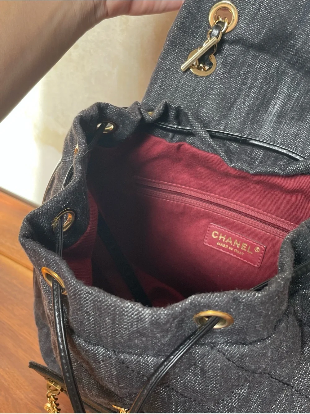 Chanel Washed Denim Calfskin Quilted Backpack 2016
